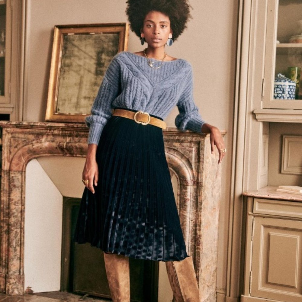 Sezane Dino Skirt in Navy NWOT